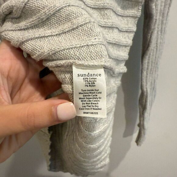 Sundance Womens Gray Henley Sweater Size L V Neck Ribbed Knit Long Sleeve - Picture 2 of 6